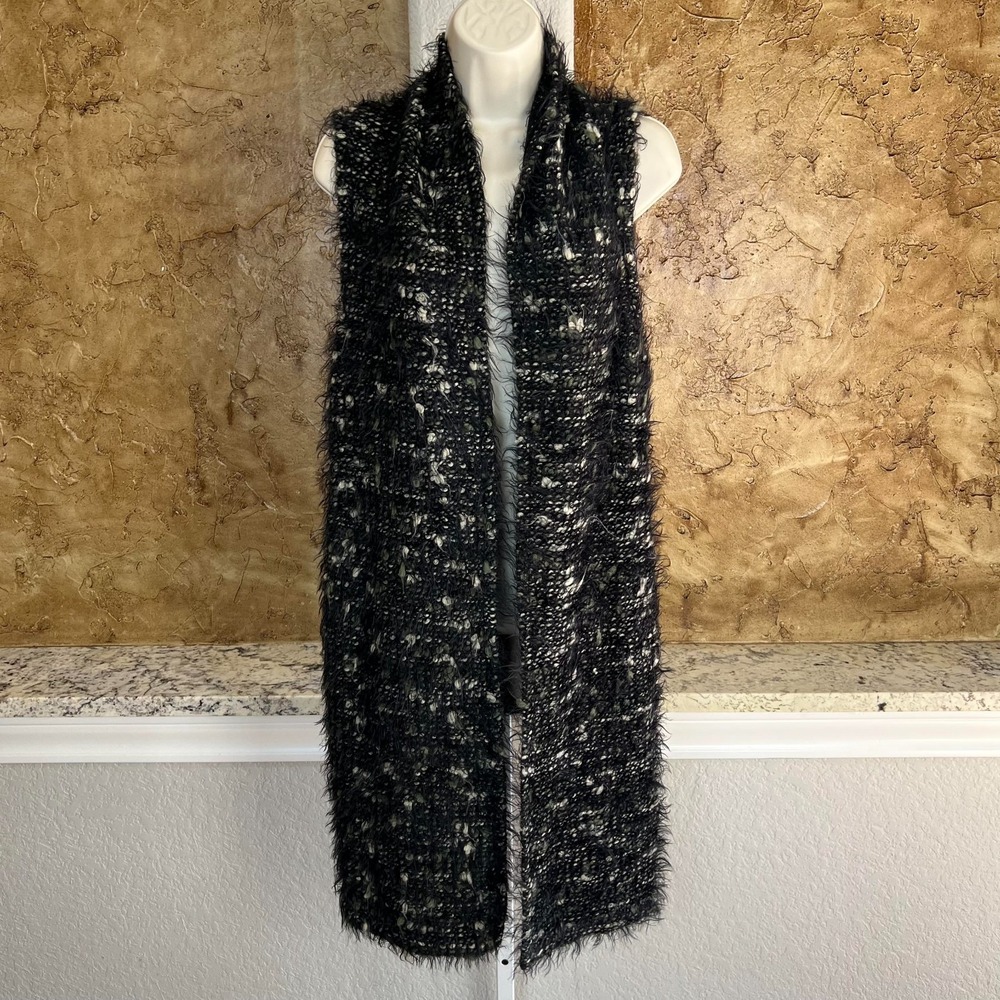 Bryn Walker Wool Blend‎ Edmund Vest Small Open Textured Soft Black Cardigan